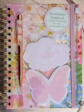 Floral Pink Notebook Gift Set with Rose Gold Pen